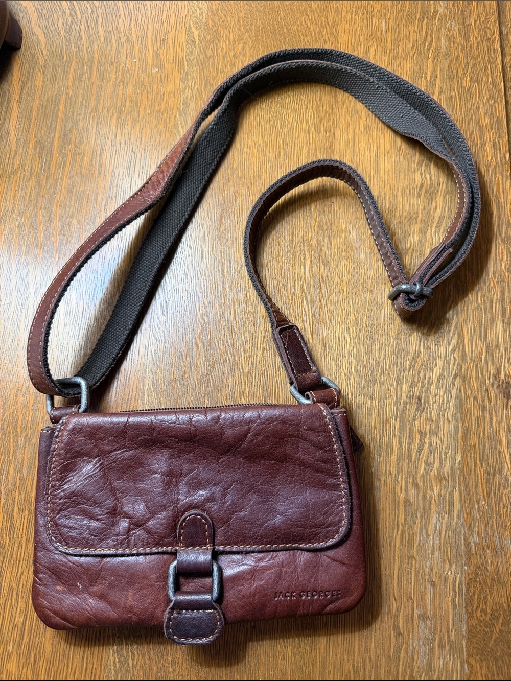 Jack Georges Plum Brown Leather Crossbody Bag